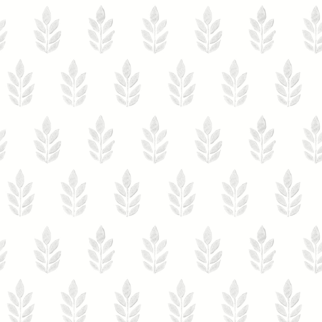 Brewster Home Fashions Ervic Leaf Block Print Light Grey Wallpaper