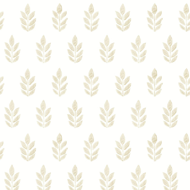 Brewster Home Fashions Ervic Neutral Leaf Block Print Wallpaper