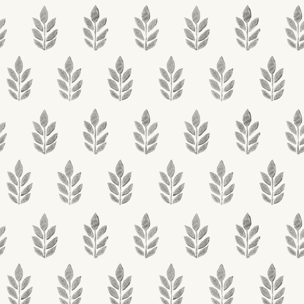 Brewster Home Fashions Ervic Leaf Block Print Charcoal Wallpaper