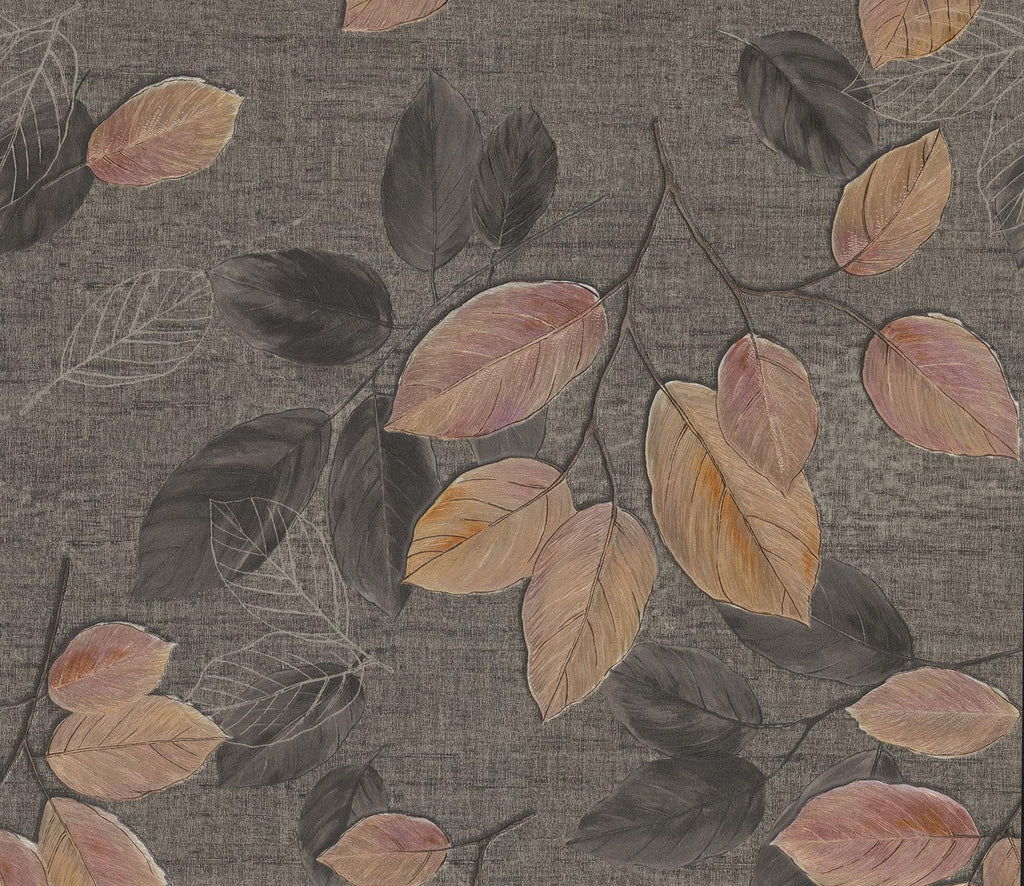 Brewster Home Fashions Dorado Leaf Toss Black Wallpaper