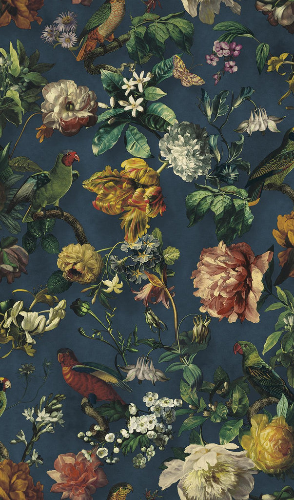 Brewster Home Fashions Claude Navy Floral Wallpaper