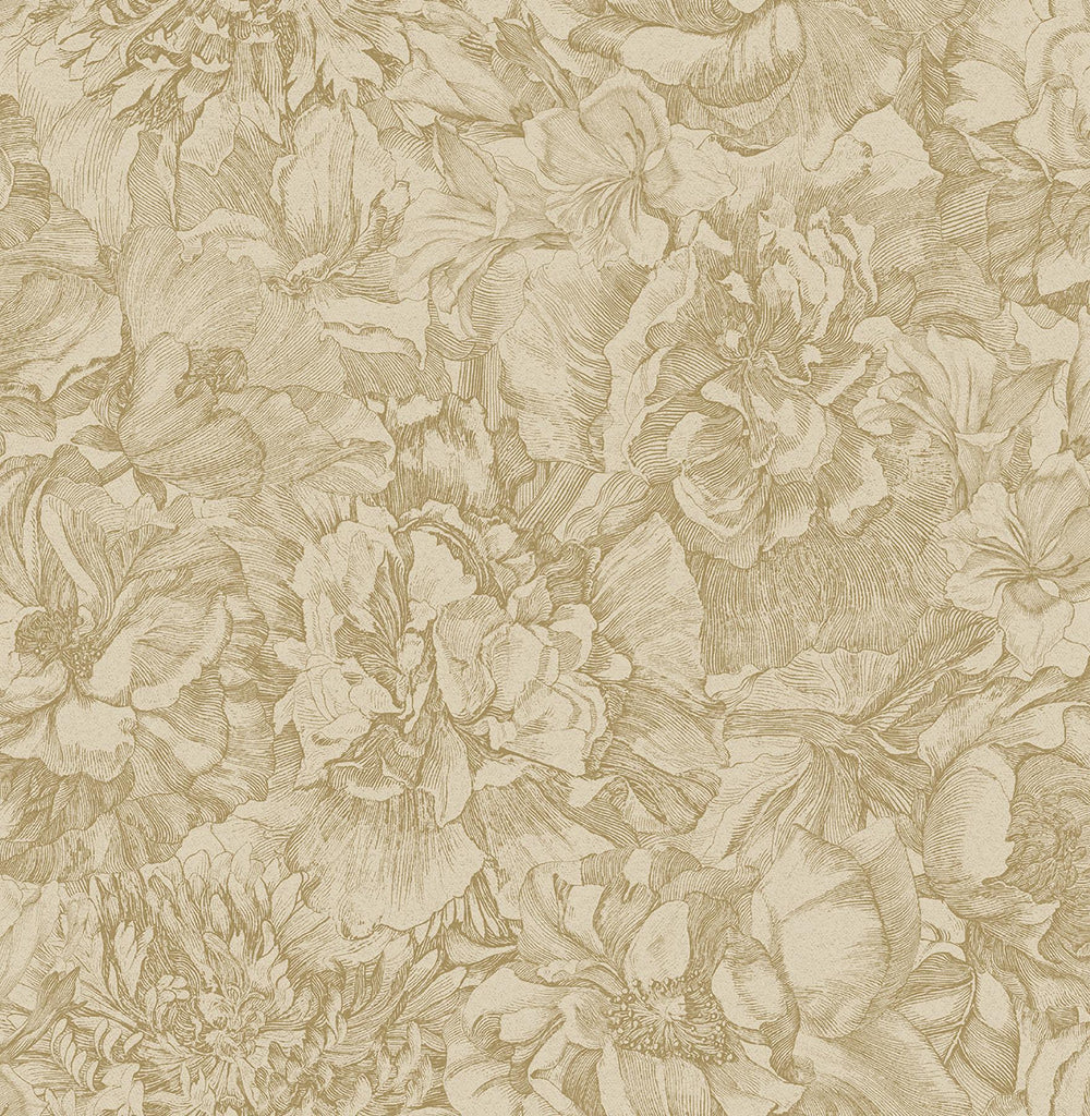 Brewster Home Fashions Auguste Gold Floral Wallpaper