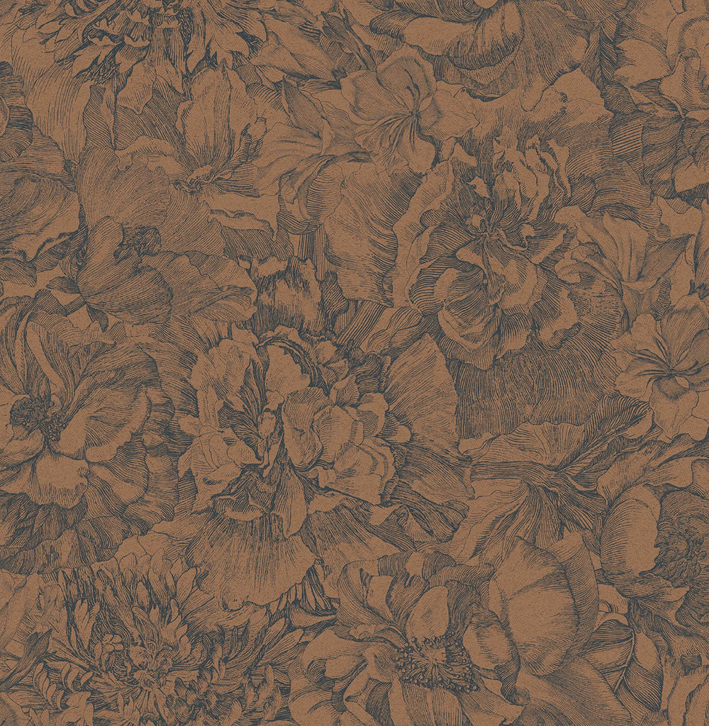 Brewster Home Fashions Auguste Copper Floral Wallpaper