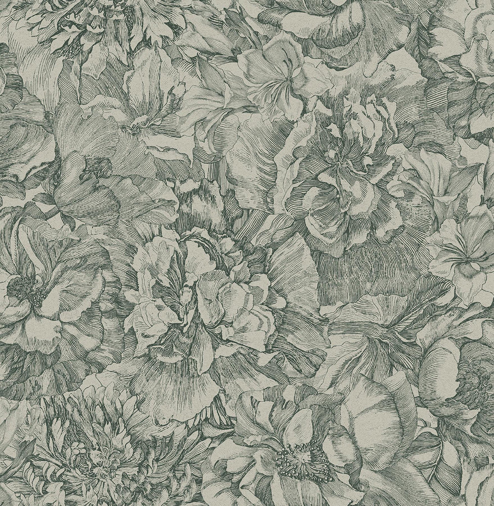 Brewster Home Fashions Auguste Floral Green Wallpaper