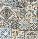 A-Street Prints Trilogy Tiles Blue Wallpaper