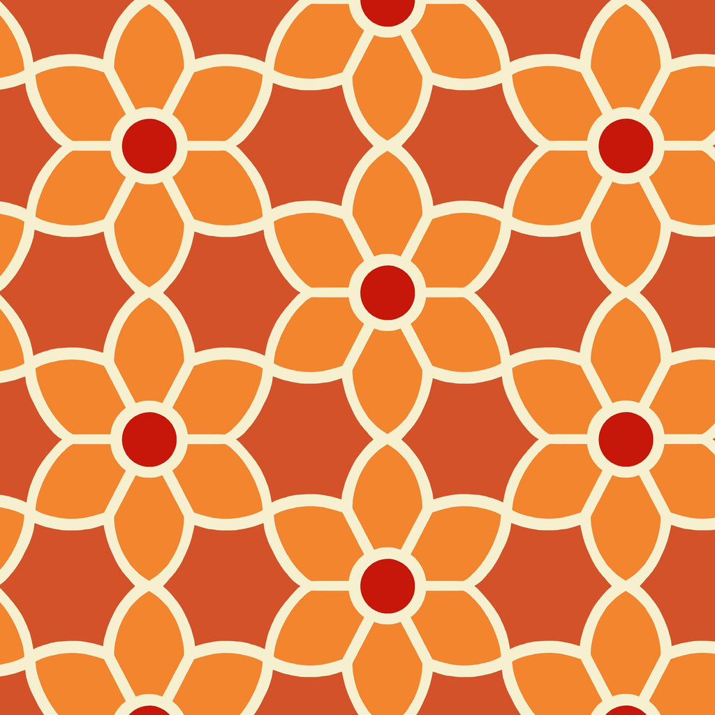 Brewster Home Fashions Flora Geometric Floral Orange Wallpaper