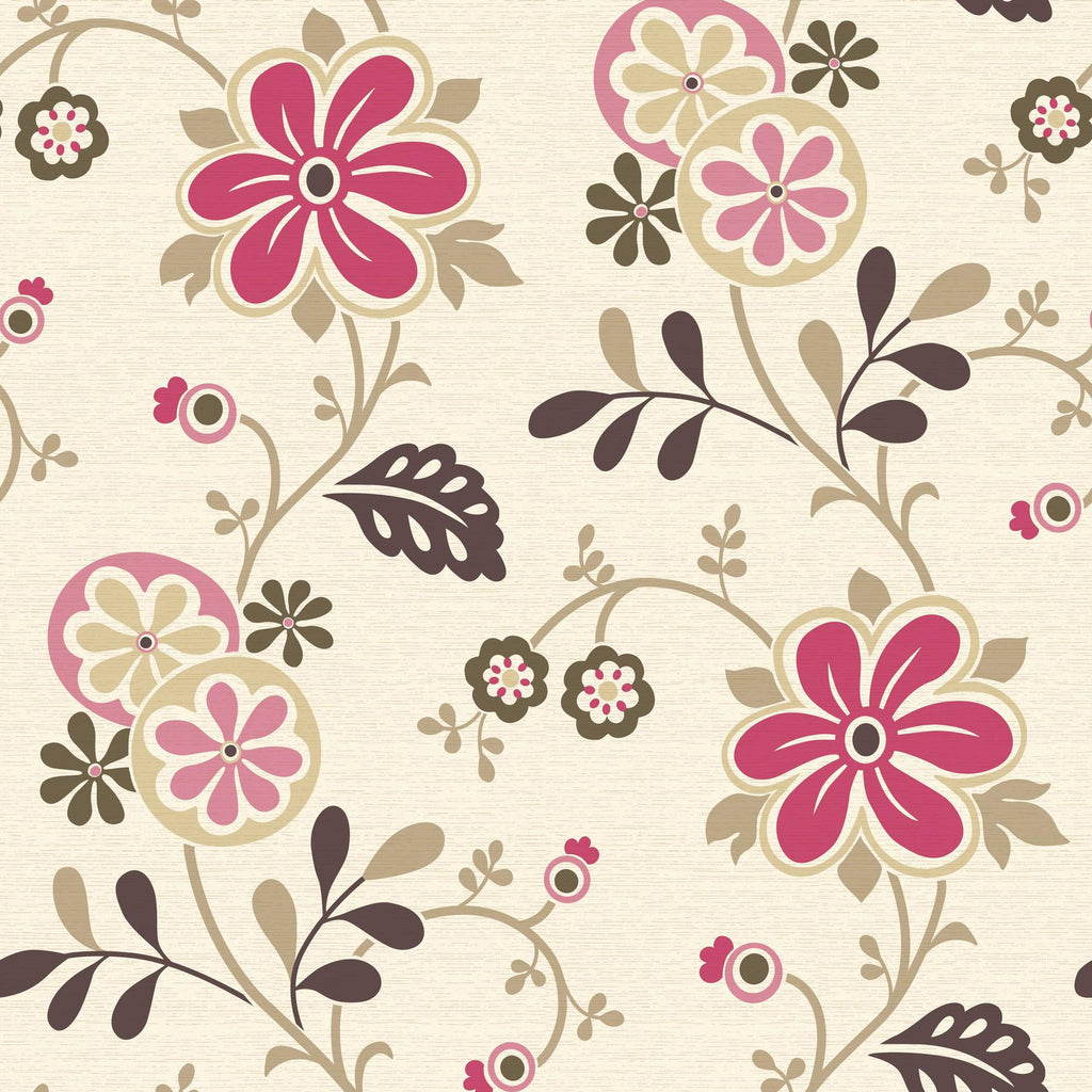 Brewster Home Fashions Darlene Modern Floral Trail Magenta Wallpaper