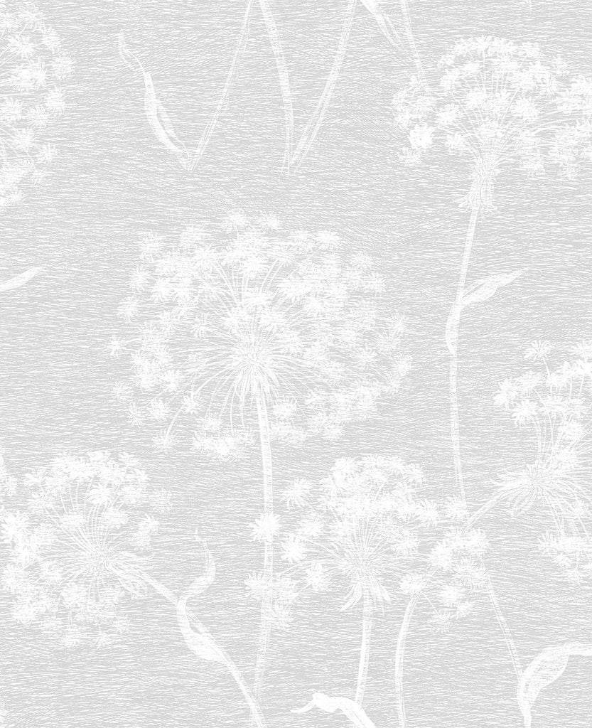 Brewster Home Fashions Carolyn Light Grey Dandelion Wallpaper