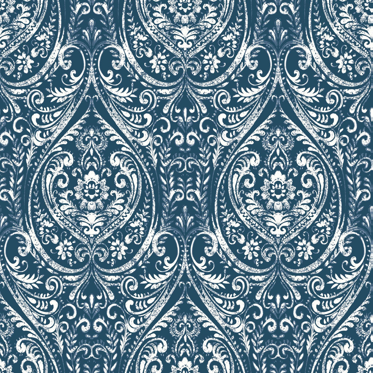 Brewster Home Fashions Bohemian Damask Peel & Stick Indigo Wallpaper