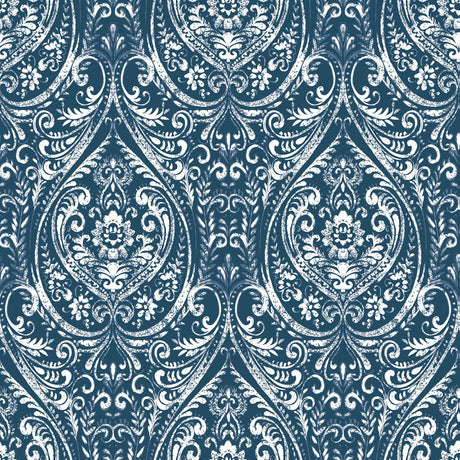 Brewster Home Fashions Bohemian Damask Peel & Stick Indigo Wallpaper