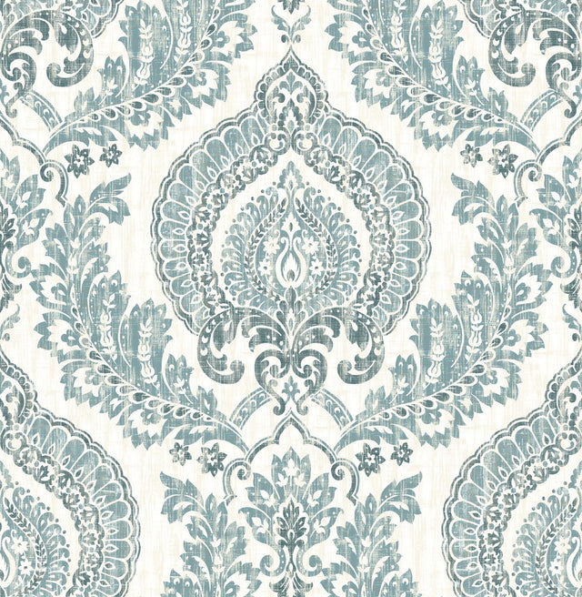 Brewster Home Fashions Kensington Damask Blue Peel & Stick Wallpaper