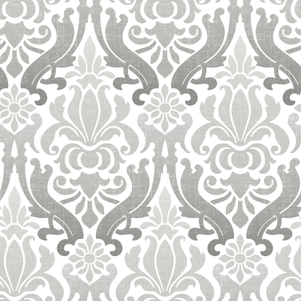 Brewster Home Fashions Grey Nouveau Damask Peel & Stick Wallpaper