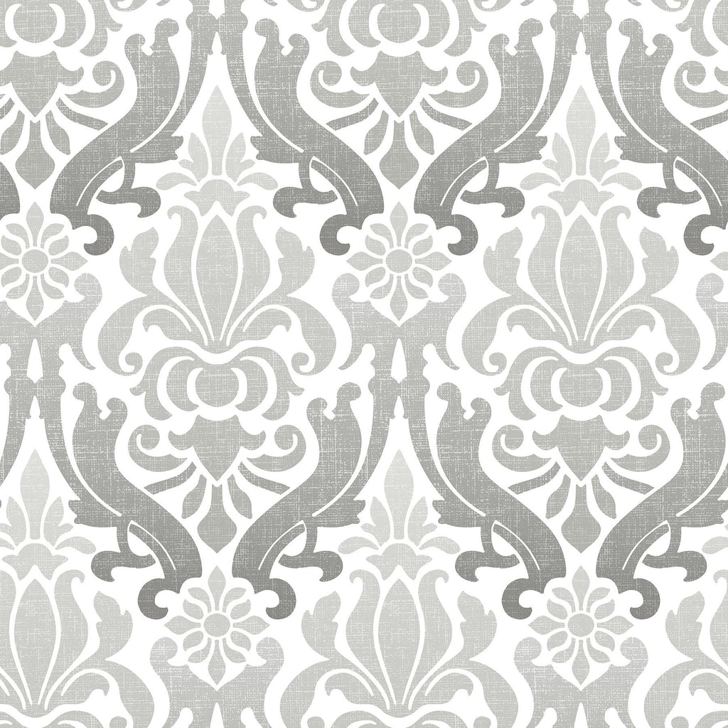 Brewster Home Fashions Nouveau Damask Peel & Stick Grey Wallpaper