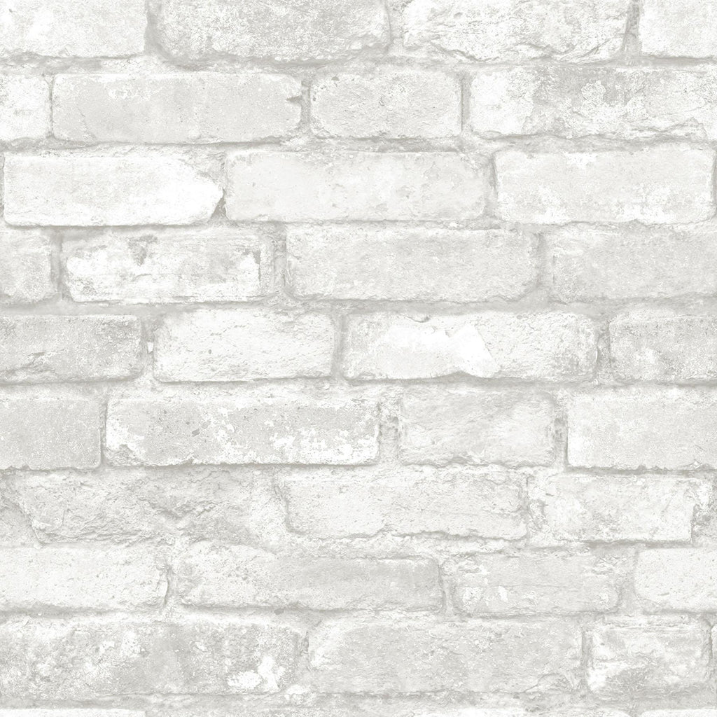 Brewster Home Fashions Grey and Brick Peel & Stick White Wallpaper