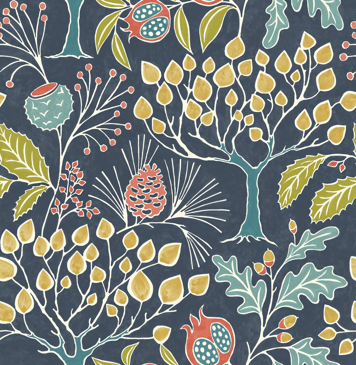 Brewster Home Fashions Groovy Garden Peel & Stick Navy Wallpaper