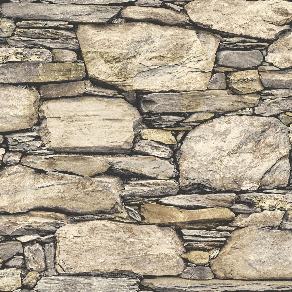 Brewster Home Fashions Hadrian Stone Wall Peel & Stick Brown Wallpaper