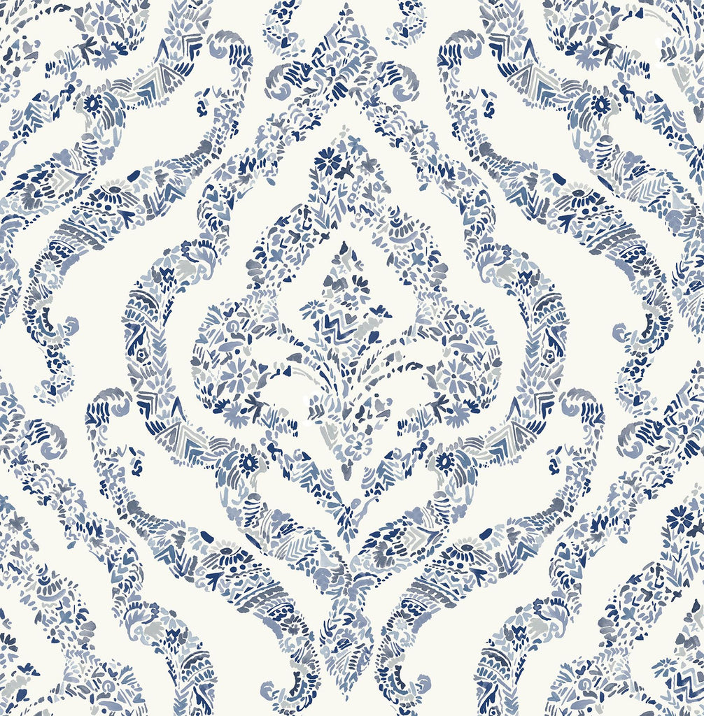 Brewster Home Fashions Guildford Peel & Stick Blue Wallpaper