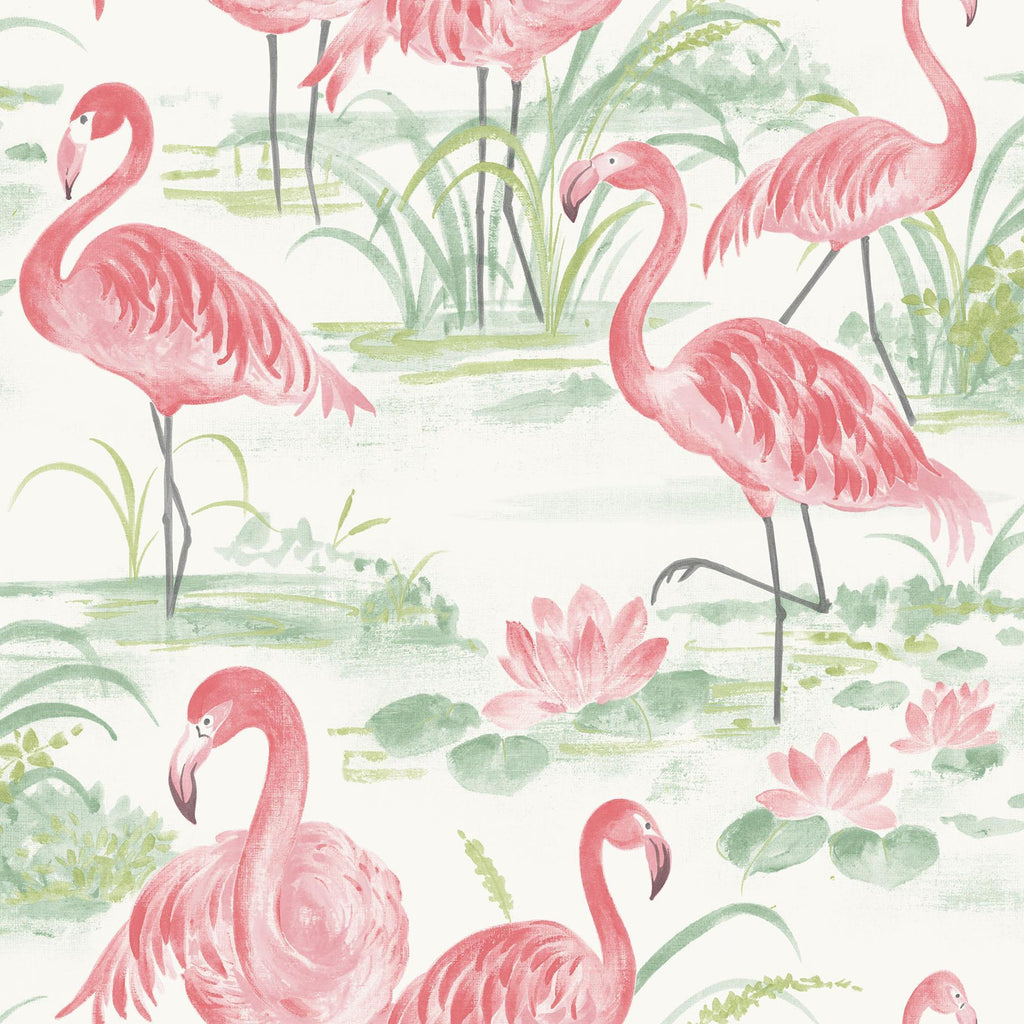 Brewster Home Fashions Pink Flamingo Beach Peel & Stick Wallpaper