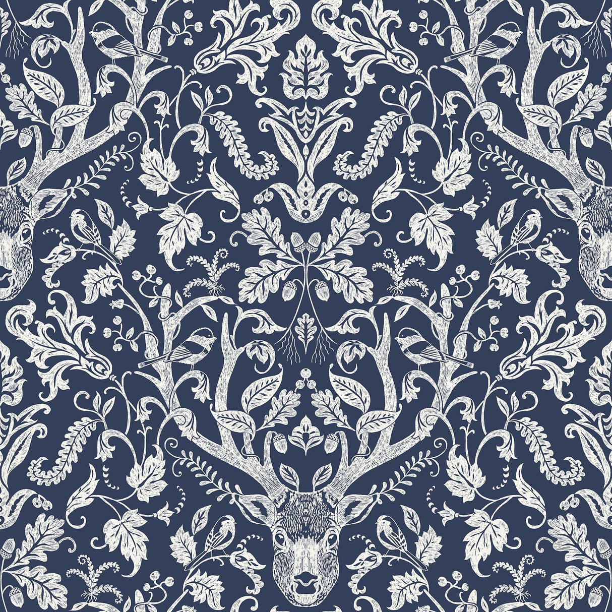 Brewster Home Fashions Escape to the Forest Peel & Stick Navy Wallpaper