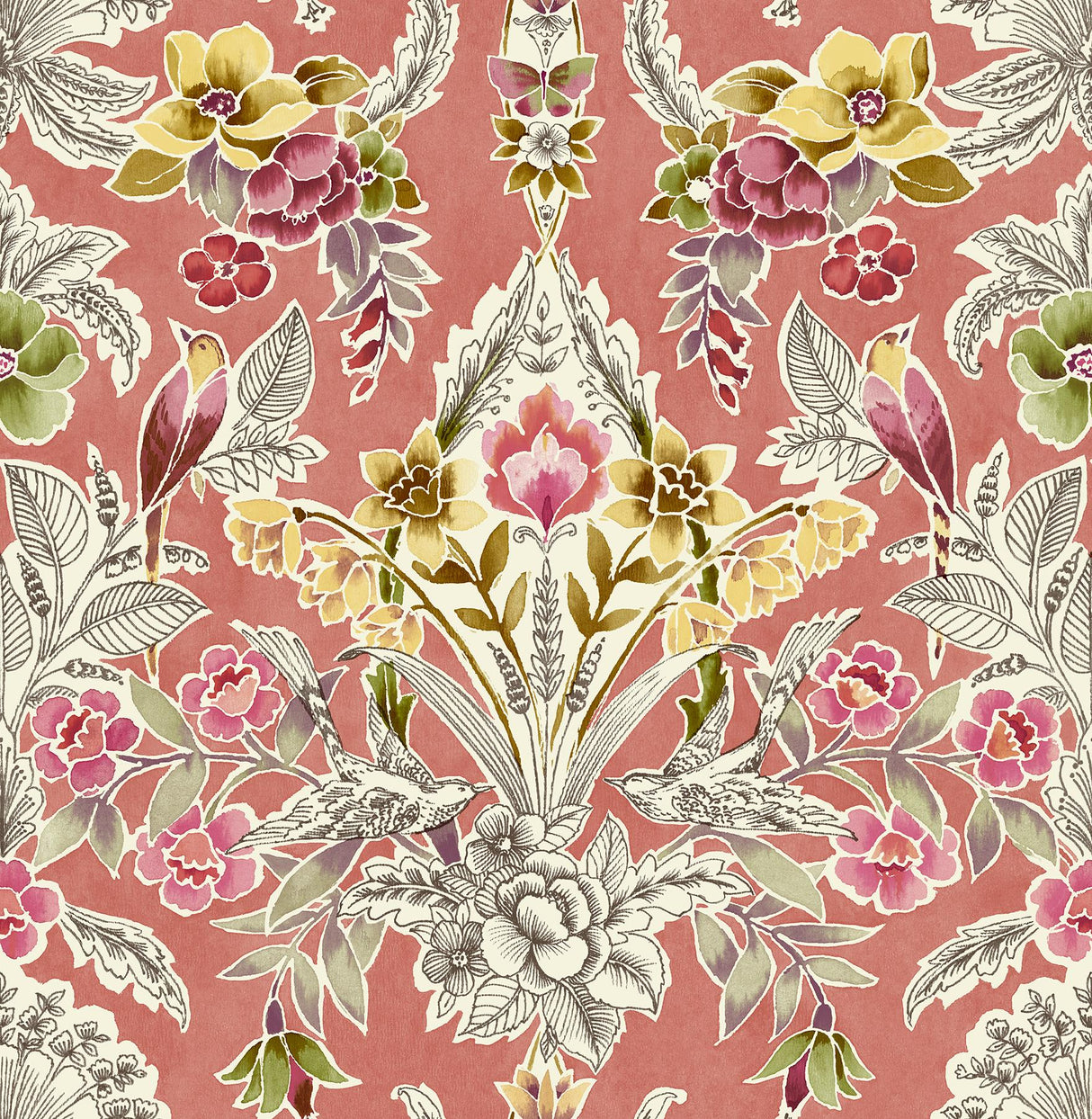 Brewster Home Fashions Summer Love Peel & Stick Peach Wallpaper