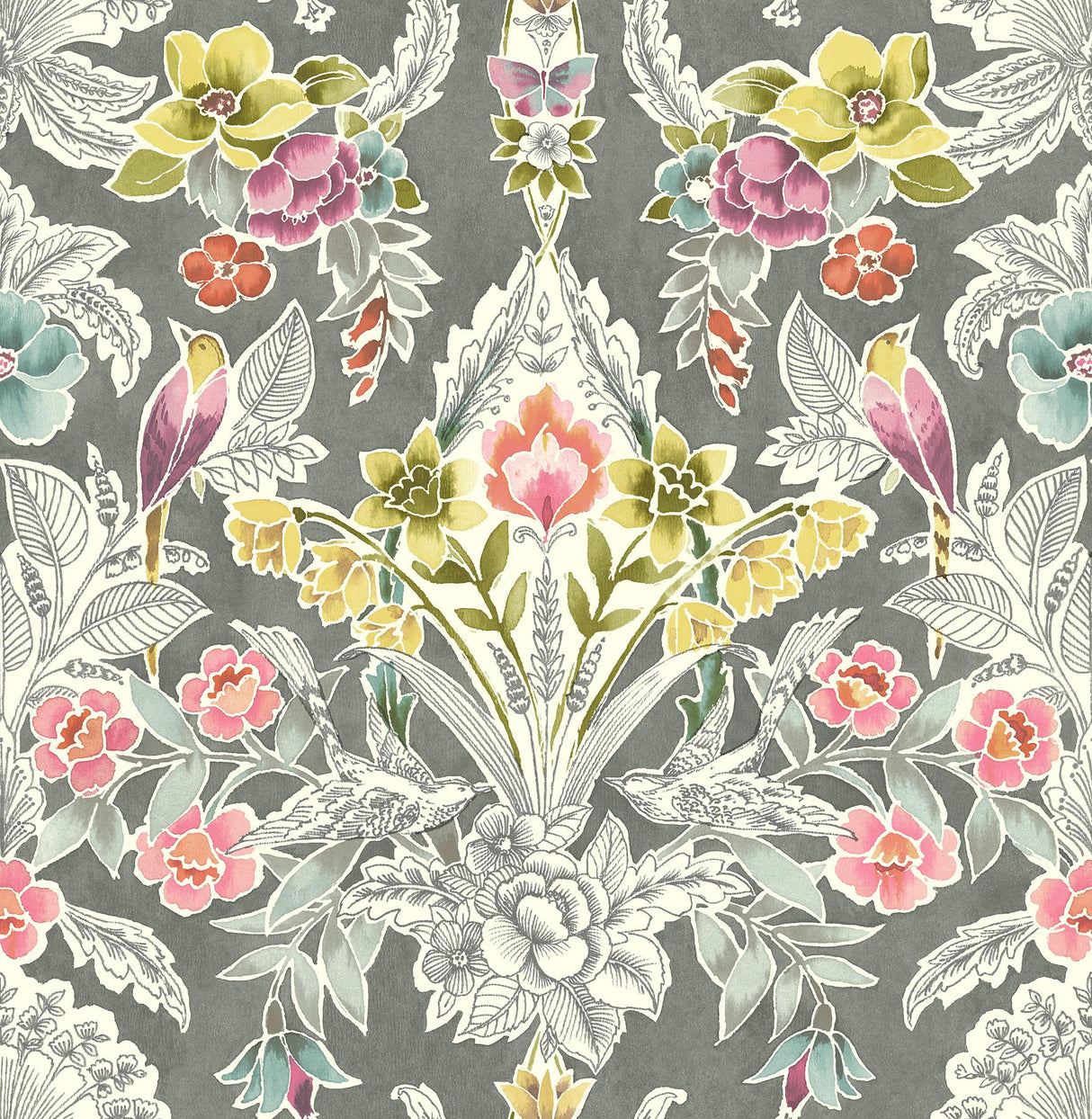 Brewster Home Fashions Summer Love Peel & Stick Grey Wallpaper