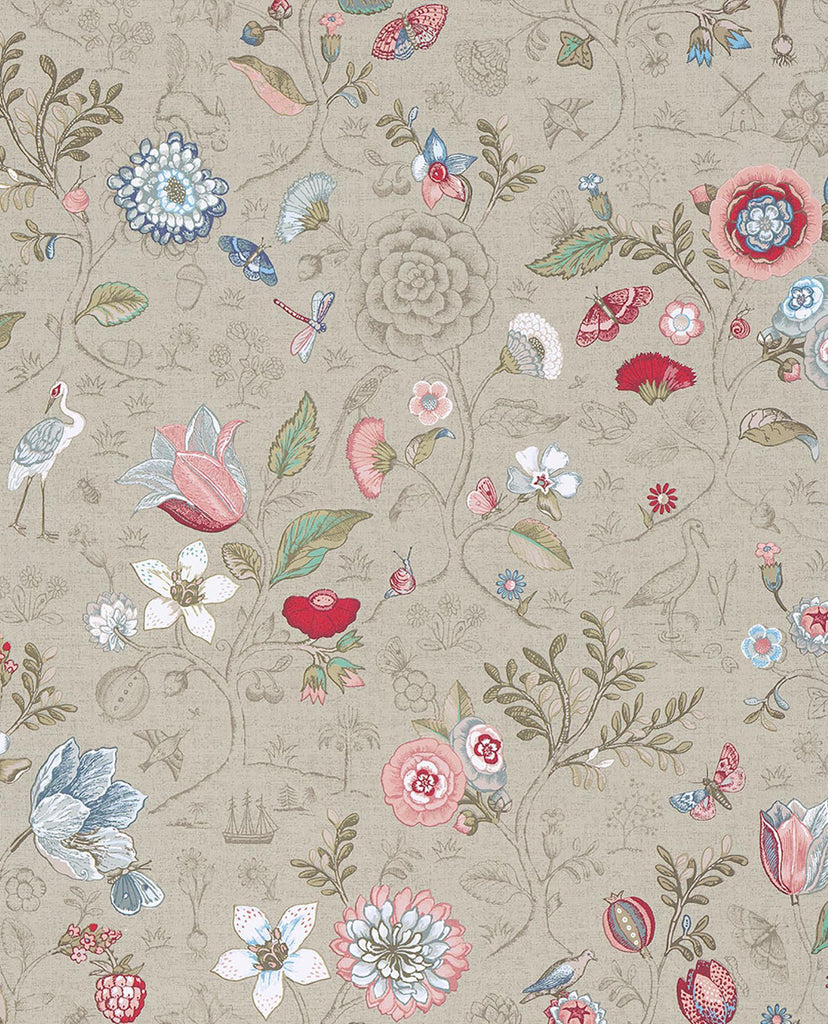 Brewster Home Fashions Espen Khaki Floral Wallpaper