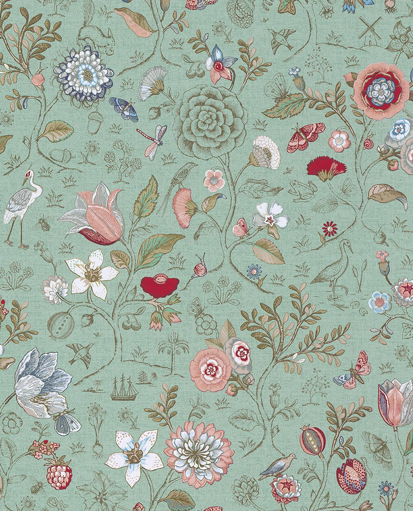 Brewster Home Fashions Espen Turquoise Floral Wallpaper