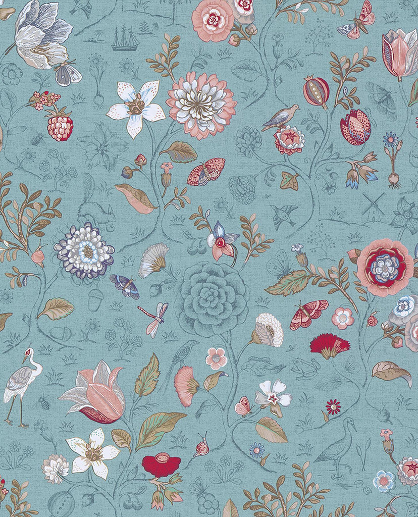 Brewster Home Fashions Espen Blue Floral Wallpaper