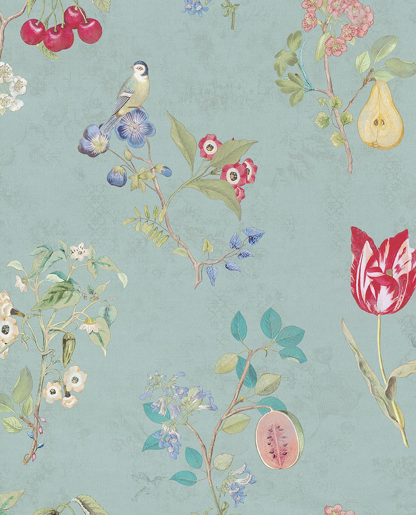Brewster Home Fashions Danique Teal Garden Wallpaper