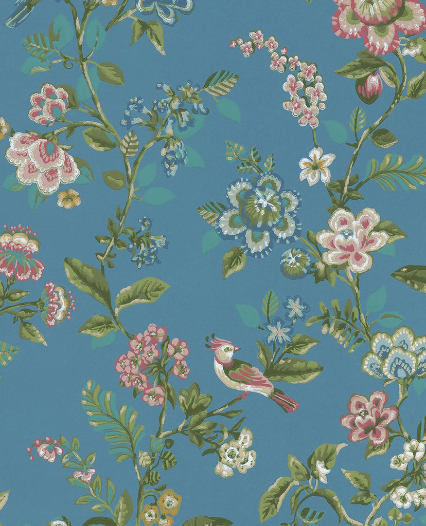 Brewster Home Fashions Willem Painted Garden Sapphire Wallpaper