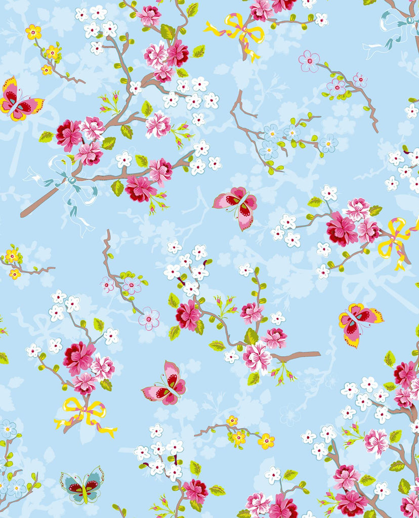 Brewster Home Fashions Ilse Light Blue Cherry Blossom Wallpaper