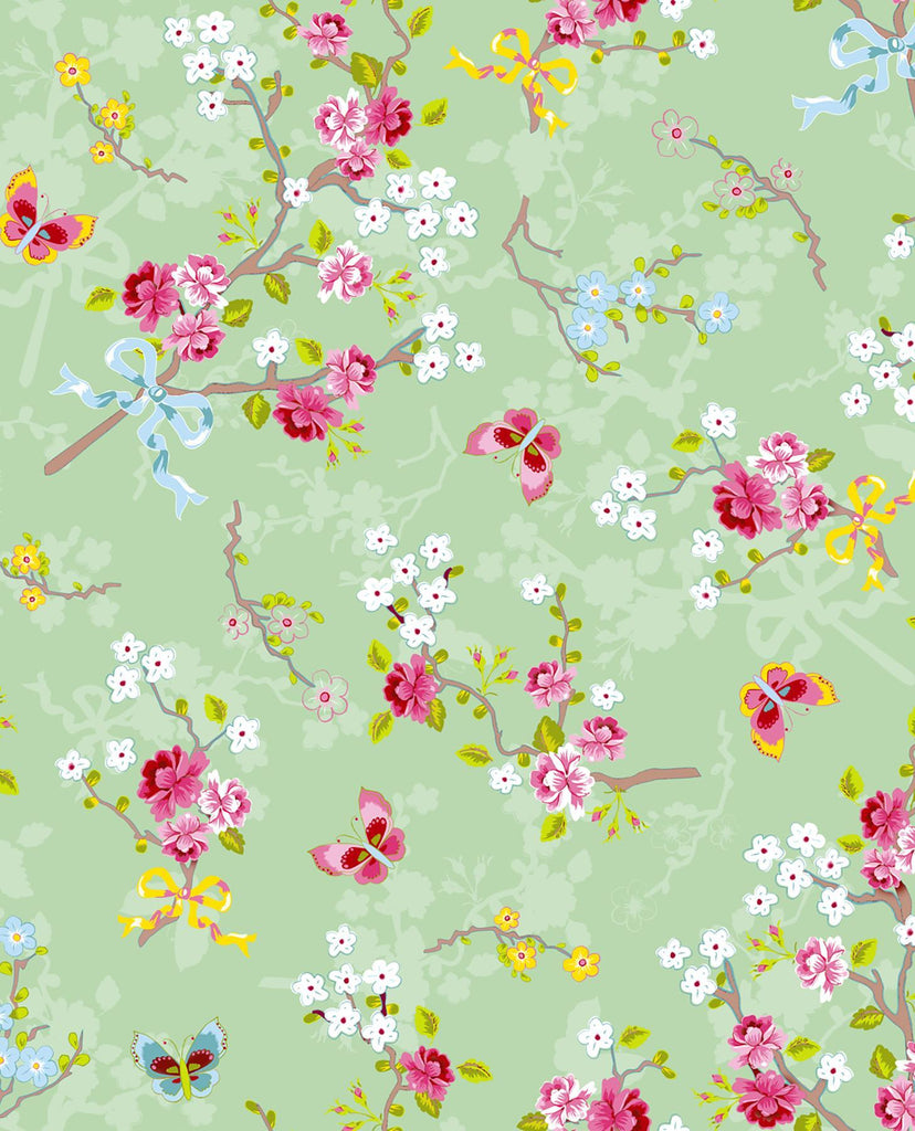 Brewster Home Fashions Ilse Mint Cherry Blossom Wallpaper