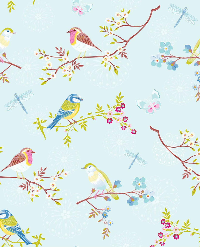Brewster Home Fashions Marit Light Blue Bird Wallpaper
