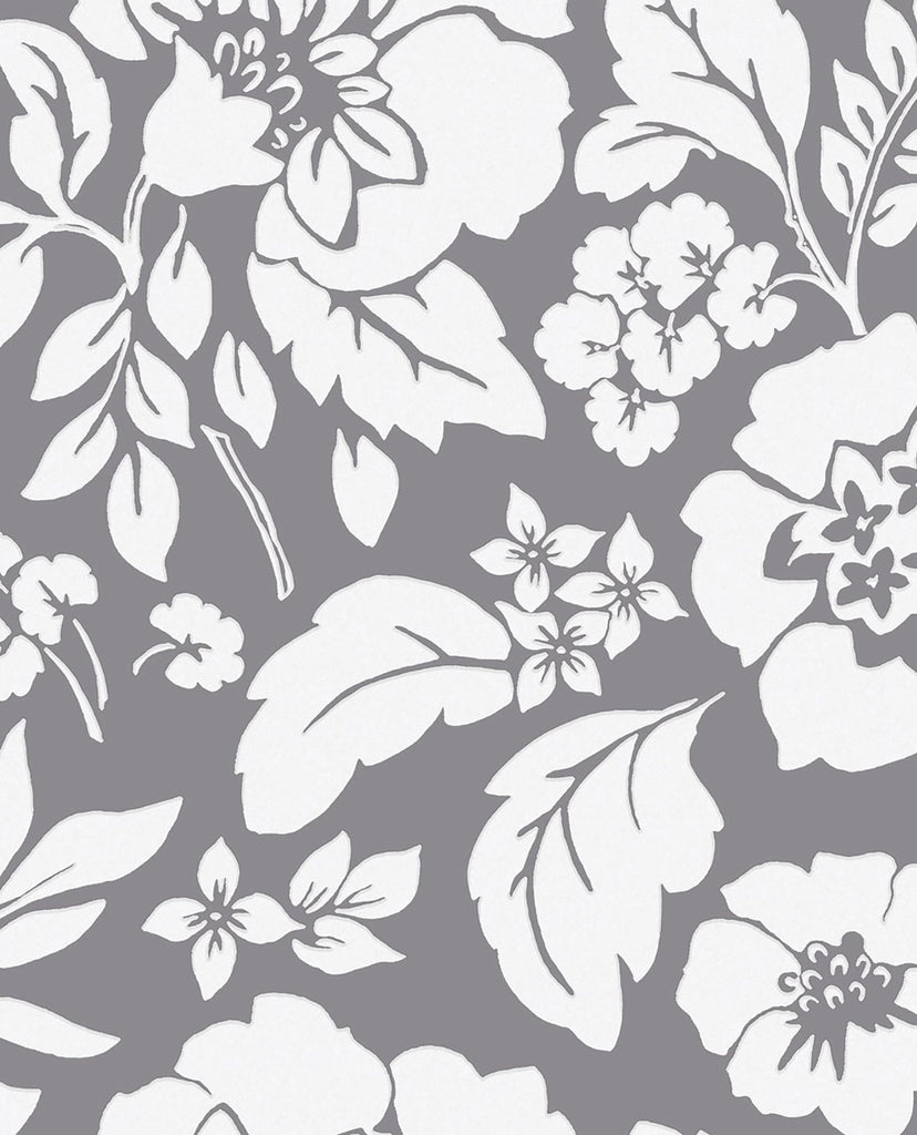 Brewster Home Fashions Avens Floral Grey Wallpaper
