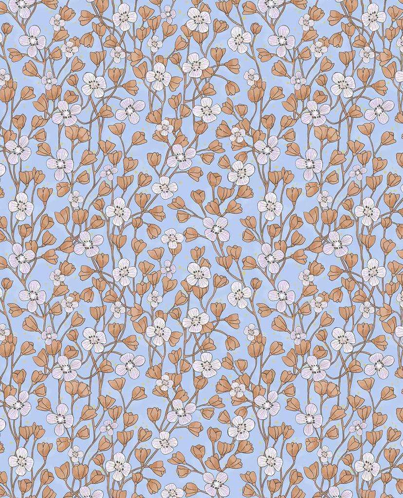 Brewster Home Fashions Maja Miniature Floral Periwinkle Wallpaper