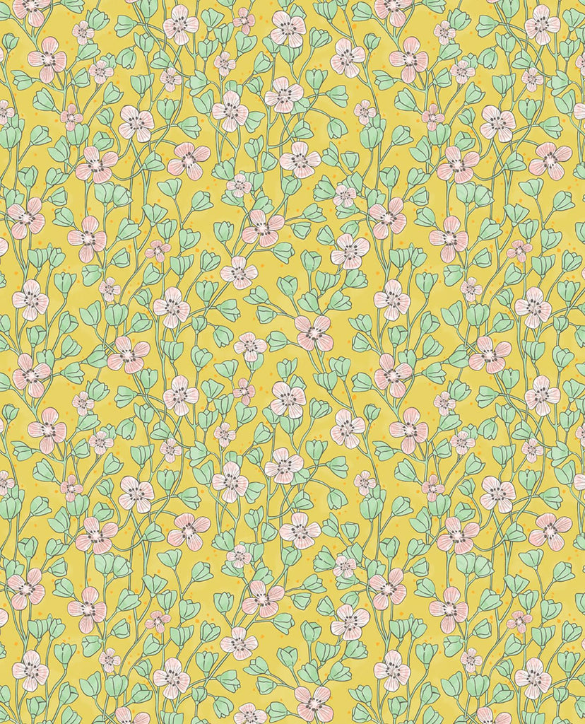 Brewster Home Fashions Maja Mustard Miniature Floral Wallpaper