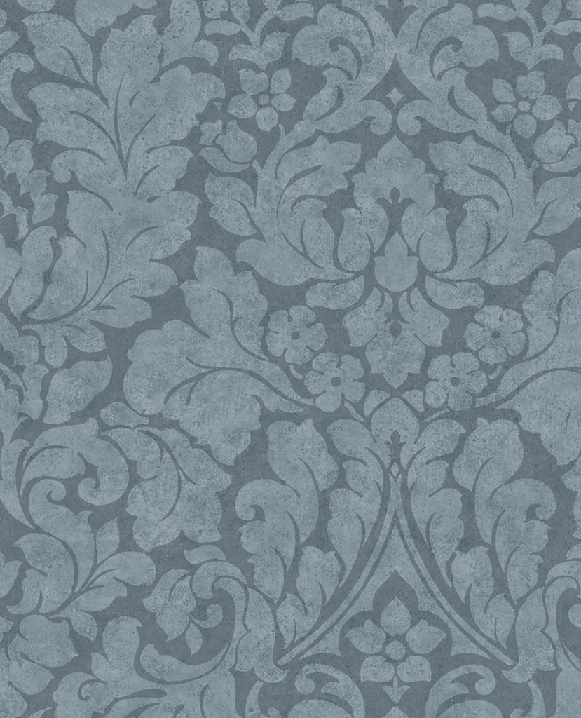 Brewster Home Fashions Arvid Blue Damask Wallpaper