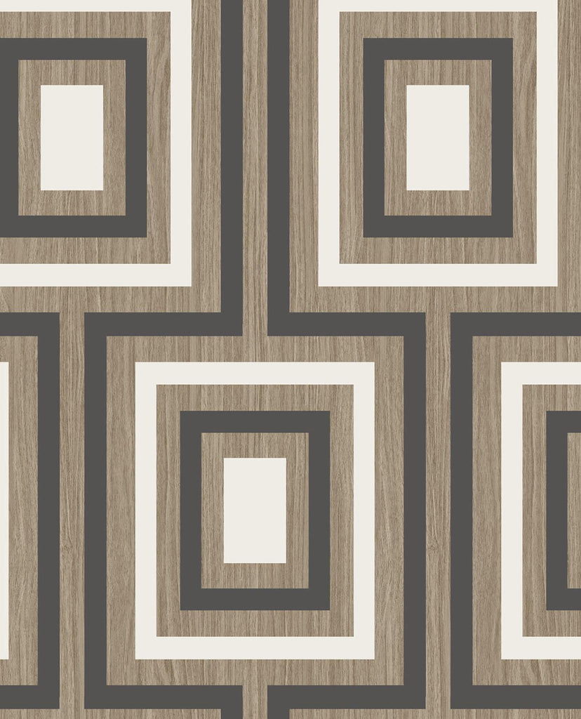 Brewster Home Fashions Loke Wood Geometric Charcoal Wallpaper