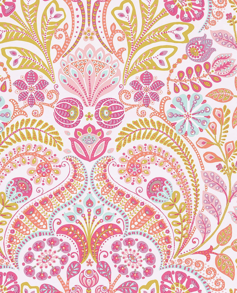 Brewster Home Fashions Emelie Pink Damask Wallpaper