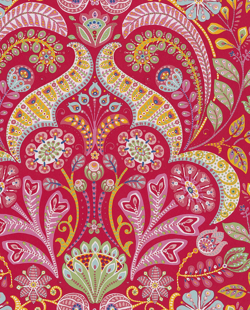 Brewster Home Fashions Emelie Red Damask Wallpaper
