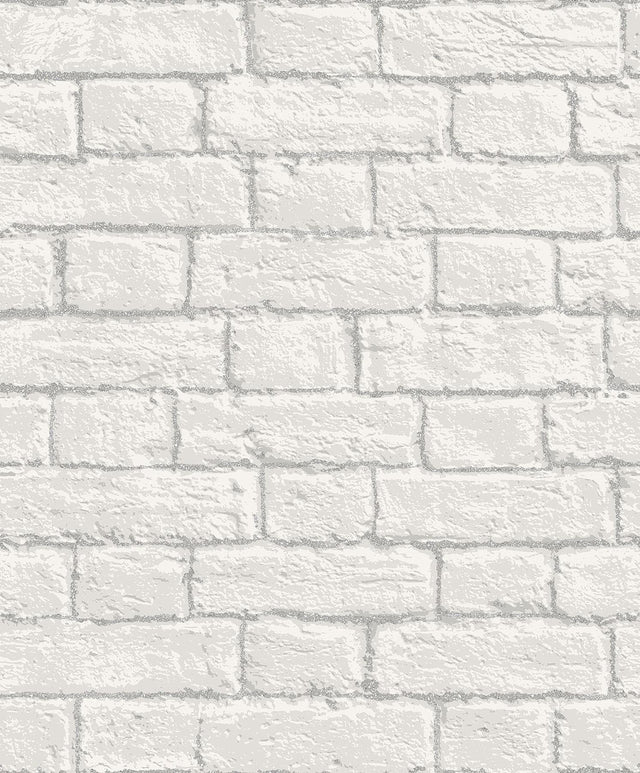 Brewster Home Fashions Ditmas White Brick Wallpaper