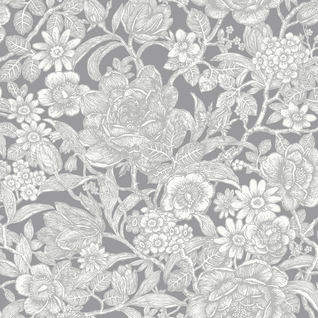 Brewster Home Fashions Hedgerow Grey Floral Trails Wallpaper
