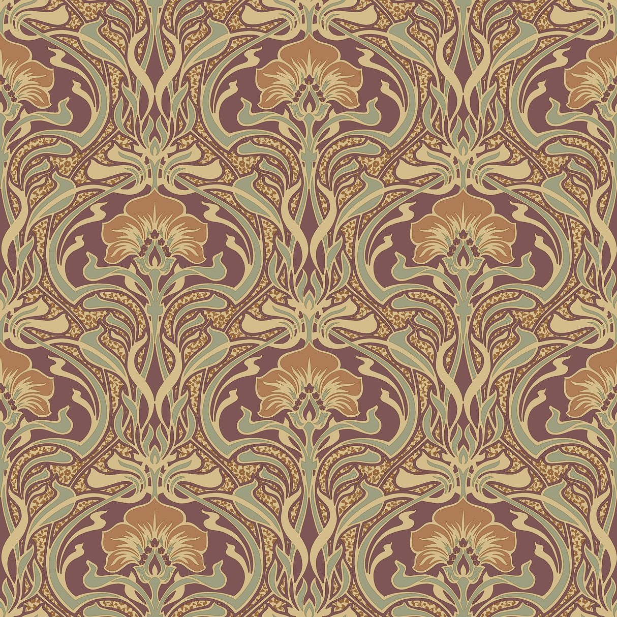 Brewster Home Fashions Donovan Burnt Sienna Nouveau Floral Wallpaper