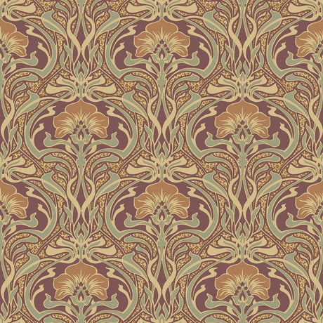 Brewster Home Fashions Donovan Burnt Sienna Nouveau Floral Wallpaper