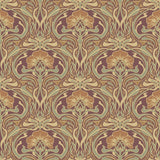 Brewster Home Fashions Donovan Nouveau Floral Burnt Sienna Wallpaper