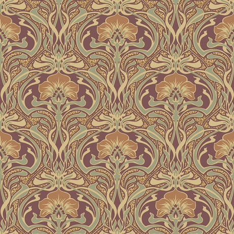 Brewster Home Fashions Donovan Nouveau Floral Burnt Sienna Wallpaper