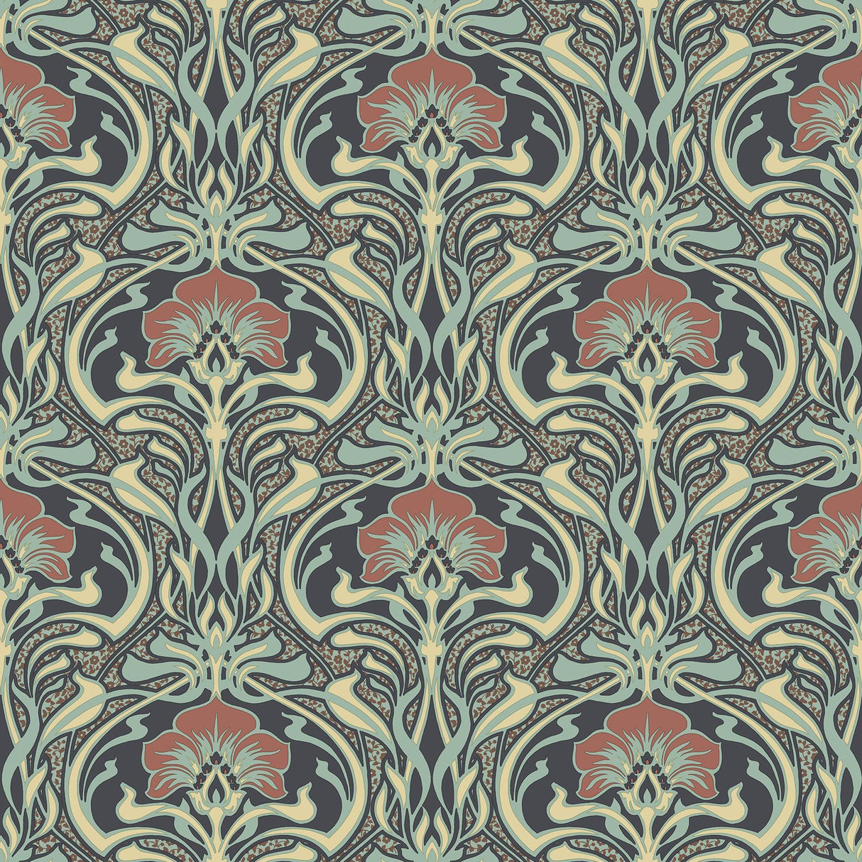 Brewster Home Fashions Donovan Moss Nouveau Floral Wallpaper