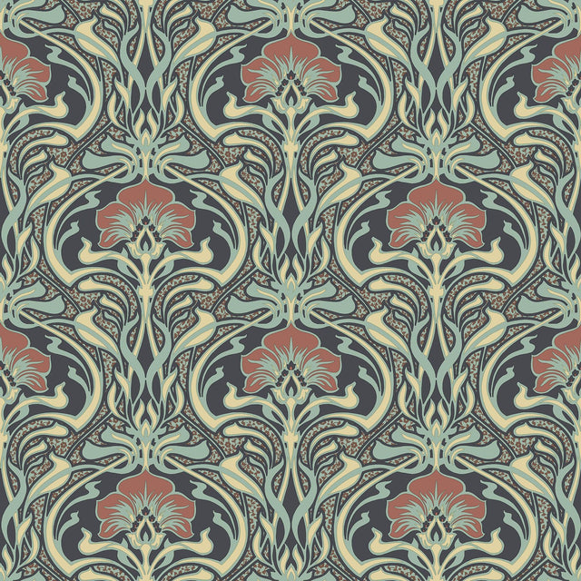 Brewster Home Fashions Donovan Moss Nouveau Floral Wallpaper