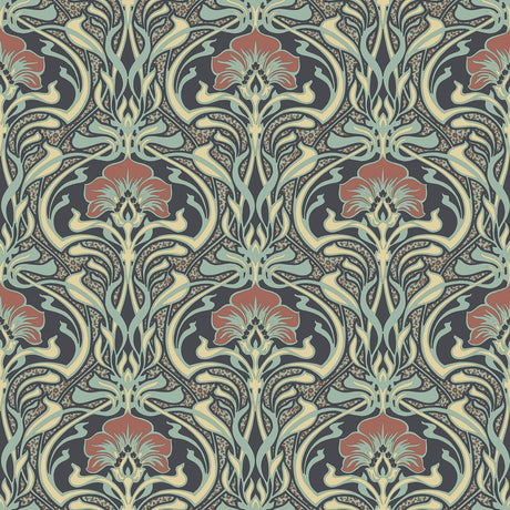 Brewster Home Fashions Donovan Nouveau Floral Moss Wallpaper