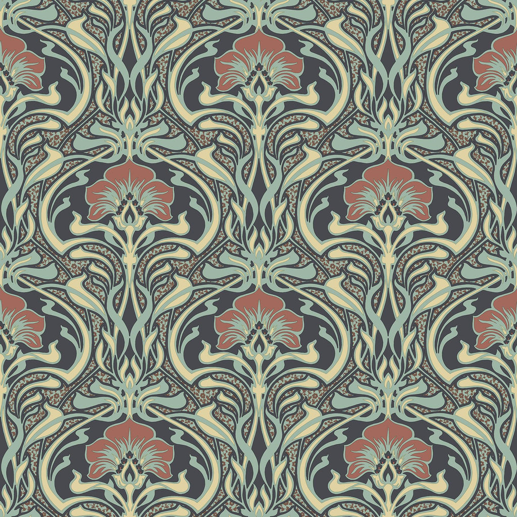 Brewster Home Fashions Donovan Nouveau Floral Moss Wallpaper
